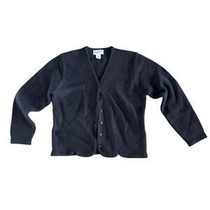 Vintage Pendleton Women's 100% Virgin Wool Black V-Neck Cardigan - Petite Small